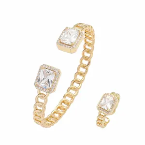 Brazalete de diseñador de lujo, pulsera de oro de 18 quilates, joyería de Arabia Saudita, brazaletes de oro de latón para mujer, brazalete de diamantes blanco, verde y rojo