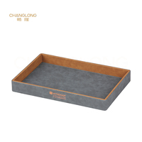 Plateau de service hôtelier en cuir PU ovale, organisateur décoratif pour chambre d'hôtes, personnalisable OEM, marron, directement de l'usine, livraison en 7 jours, écologique
