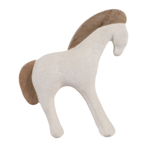 Statuetta di Cavallo in Ceramica Moderna con Base in Legno di Mango per Decorazione Casa e Ufficio - Product Image 1