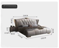 Magnifique Lit Double Queen Size Luxe Moderne 1.5m en Cuir Souple et 1.8m avec Cadre en Bois pour Chambre Parentale