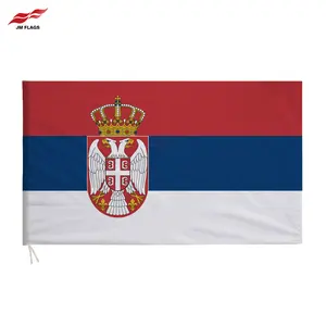 Produk baru tahan air tangan melambai bendera 40*60cm Republik Serbia bendera nasional untuk permainan sepak bola