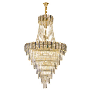 Lámpara de araña moderna de cristal para techos altos, sala de estar, pasillo, luz LED, forma redonda, cabezal único, iluminación interior de lujo para villas - Product Image 2