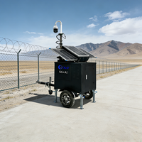 Cámara de Vigilancia Solar OKAF AI 4G, Remolque Móvil con CCTV Solar para Seguridad en Obras de Construcción