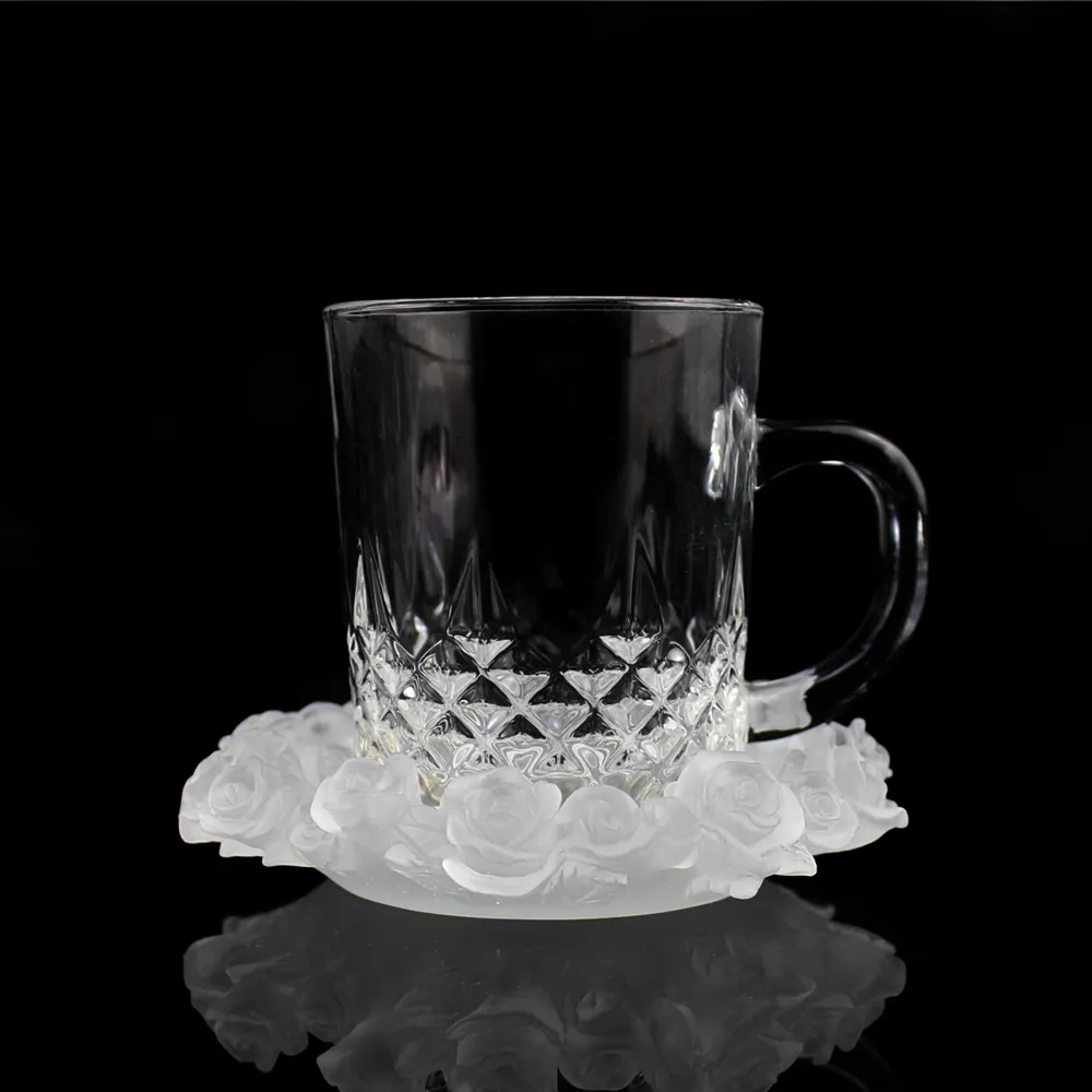 Handgemaakte Nieuwe Stijl Rose Coaster Met Cup, Arabische Koffie Cup Set, Thee Cup Set Huishoudelijke Servies