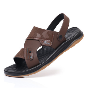 Men's T-Strap <b>Sandals</b> Black And Brown Soft Soled Breathable Casual Beach Shoes Slip On Youth 18 40 Years Old - Product Image 4