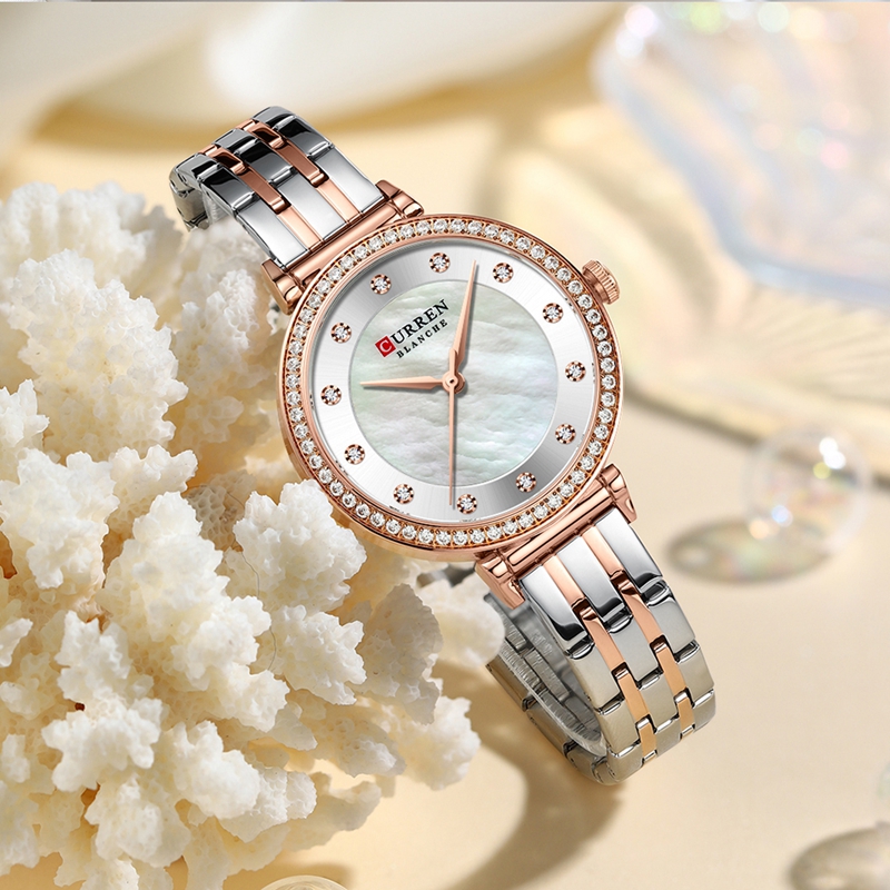 CURREN-montre à Quartz pour femme, Bracelet en diamant, étanche, en acier inoxydable