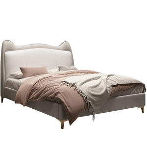 어린이를위한 현대 럭셔리 퀸 사이즈 침대 작은 소녀와 소년 홈 가구 나무 가죽 덮개를 씌운 더블 공주 침실 침대 세트 - Product Image 3