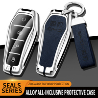 Étui de protection pour clé de voiture en alliage de zinc et cuir de haute qualité pour BYD Atto 3 Han EV Dolphin, accessoires de porte-clés à 4 boutons