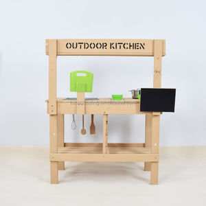 Cocina de Jardín de Madera con Pizarra, Fregadero, Utensilios y Estantes de Almacenamiento - Cocina de Juego para Niños para el Patio Trasero, para Juegos Imaginativos - Product Image 1