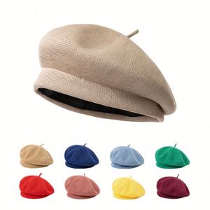 หมวกเบเร่ต์ตาข่ายโพลีเอสเตอร์ถักลายพิมพ์ซิลค์สกรีนแฟชั่นใหม่สำหรับผู้หญิง คอลเลคชั่นฤดูใบไม้ผลิ/ฤดูร้อน รับผลิตตามแบรนด์สำหรับโปรโมชั่น - Product Image 2