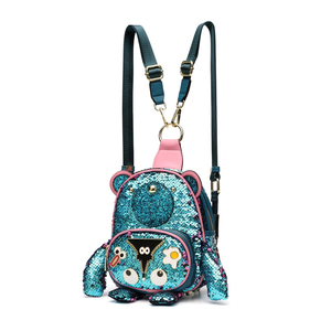 Zaino da <span class=keywords><strong>Donna</strong></span> con Paillettes <span class=keywords><strong>Blu</strong></span> Lucide a Forma di Orso, Bestseller, Borsa Convertibile a Tracolla o a Spalla 2987 - Product Image 2