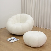 Nordique Simple blanc inclinable Rotation à 360 degrés loisirs canapé ensemble salon canapés Faux agneau s laine canapé chaise