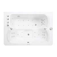Bañera de Hidromasaje Moderna, Independiente, Rectangular, de Acrílico, en Blanco y Negro con Detalles Dorados, con Drenaje, Ecológica, para Interiores/Exteriores