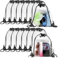Shappy 30 Sacs à Dos Transparents à Cordon Coulissant en PVC Imperméable, Sacs de Stade en Polyester Capacité 16,5L pour la Gym et les Voyages (Noir)