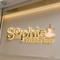 Letrero LED para Exteriores de Larga Duración, con Letras en 3D Doradas y Acabado Pulido, para Tiendas de Joyería, Logotipos de Negocios