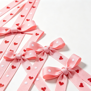 Cinta de Grogrén de Poliéster con Estampado de Corazones y Lámina Dorada Brillante Personalizada, Lazo Romántico para Regalo de Boda o San Valentín - Product Image 3