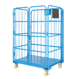 Carro de jaula antivuelco de <span class=keywords><strong>metal</strong></span> de servicio mediano con 2 puertas Equipo de carga y almacenamiento de logística de servicio pesado Durable y plegable - Product Image 1