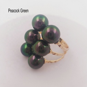 JX18 Anillo de <span class=keywords><strong>6</strong></span> perlas con 15 colores diferentes tamaños ajustables perla de concha todos los colores disponibles listo para enviar joyería hawaiana Guam - Product Image 2