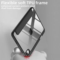 Étui hybride de luxe fin en TPU pour iPad Mini 6ème génération 8,3 pouces, coque arrière transparente simple, fonction veille/réveil automatique, support pour stylet en PU