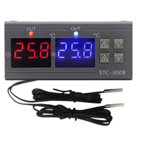 Régulateur de température doubles numériques, Thermostat à deux sorties de relais, 12V, 24V et 3008 V, STC 220