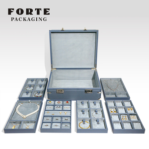 Forte lớn PU da hộp đồ trang sức tổ chức với khóa ba tầng hiển thị cho nhẫn và du lịch thanh lịch thời trang lưu trữ trường hợp - Product Image 3