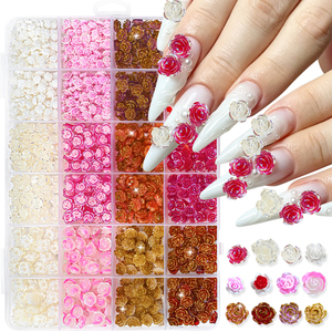 24 Adornos Románticos para <span class=keywords><strong>Uñas</strong></span> <span class=keywords><strong>con</strong></span> Forma de Rosa, Decoraciones 3D de Resina Multicolor <span class=keywords><strong>con</strong></span> Purpurina Dorada para <span class=keywords><strong>Uñas</strong></span> de Boda - Product Image 1