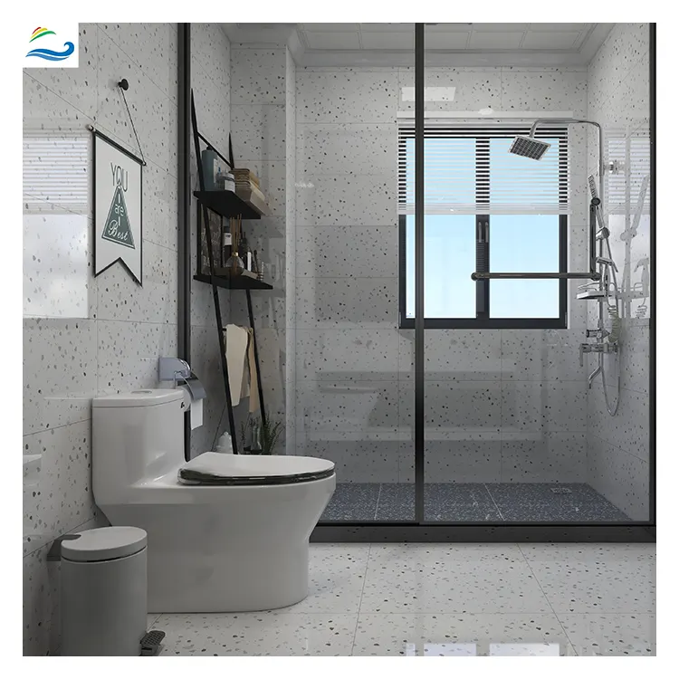 Carreaux de Terrazzo multicolores blancs polis et brillants 600x600 pour comptoirs et sol, carreaux de sol de salle de bain