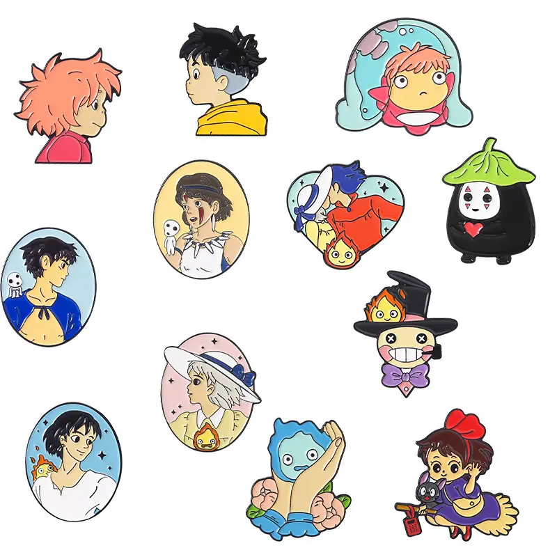 18 desain Anime perifer Cosplay Pin kerah karakter kartun Enamel Pin kustom logam campuran Pin untuk anak laki-laki anak perempuan