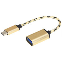 Kabel Adaptor USB C OTG 2 in 1 Metal Braided Micro USB Type C Type-C 3.1 Male ke USB 3.0 2.0 Female, Konektor Sinkronisasi Data