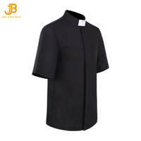 Chemise noire de cosplay de prêtre pour homme, manches courtes, pour Halloween, jeu de rôle missionnaire