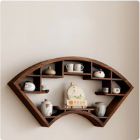 Bogu Double-Tier En Bois Massif Style Chinois Tenture Murale Présentoir Simple Antique Théière Conception pour Salon Jouet Organisateur