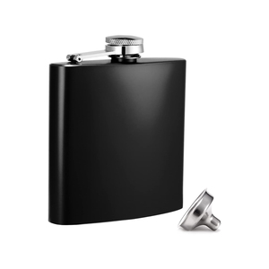Gourde de voyage portable en acier inoxydable noir mat pulvérisé pour l'extérieur, 1oz-18oz, vente en gros - Product Image 1