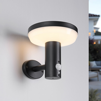 Lampes murales d'extérieur LED modernes en acier inoxydable noir, étanches, avec détecteur de mouvement, alimentées par batterie solaire