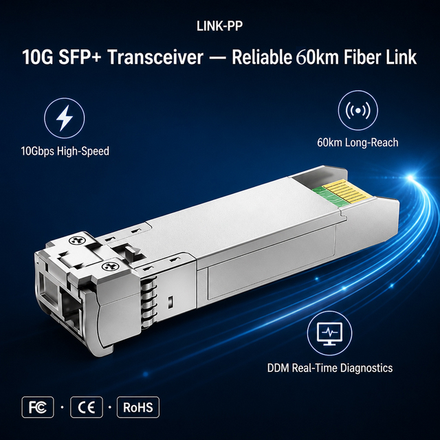 SFP+ SFP 10G Module Fiber Optic Transceiver BiDi 60km Simplex LC SMF 1270nm-TX/1330nm-RX Commercial Grade for Data Center Switch