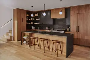 CBMMART Nouveau meuble de cuisine modulaire moderne Armoires de cuisine grain de bois de luxe haut de gamme avec placard de cuisine économique