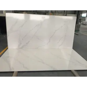 Book Match Engineered Stone Quartz Calacatta White Artificial Quartz Stone Slab For Kitchen Countertops