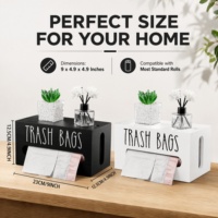 Boîte de rangement en bois pour sacs poubelles avec couvercle, organisateur de sacs en plastique pour cuisine domestique, porte-mouchoirs extractible