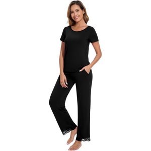 Ensemble de pyjama pour femmes WiWi, en viscose de bambou douce, haut à manches courtes, pantalon long, vêtements de nuit, vêtements de détente, tailles S-XXL - Product Image 6