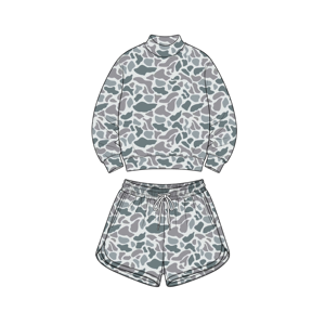 Ensemble 2 pièces camouflage pour garçons, haut et short à cordon de serrage pour tout-petits, tenue décontractée d'extérieur pour enfants - Product Image 2