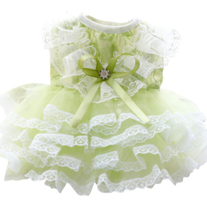Green Mint Lace Princess Dress For <b>Small</b> Dogs <b>Teddy</b> Pet Wedding Style Summer Thin Dress Polyester Material Four Seasons Wear - Product Image 5
