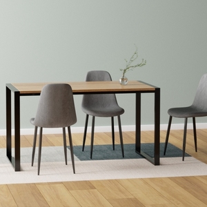 Tavolo da Pranzo Industriale Gastro per 4 Persone, in Legno di <span class=keywords><strong>Olmo</strong></span> e Nero, Arredamento Sala da Pranzo, Tavolino da Caffè Moderno con Base in Acciaio - Product Image 5