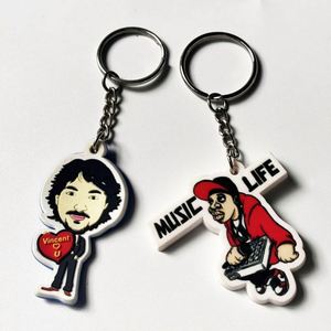 Custom 2D/3D Black White Letters Soft Pvc Keychain Make Rubber Sport <b>Key</b> <b>Chain</b> Your Logo Keyring With <b>Chain</b> - Product Image 2