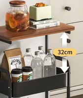 Support de stockage roulant à installation gratuite Chariot utilitaire de stockage mobile à 2 niveaux non pliant