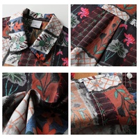 Chemise Homme Vintage Florale 100% Coton, Patchwork Bohème, Manches Courtes Boutonnées, Coupe Décontractée, Décontractée, Respirante, Idéale Été, Vente en Gros