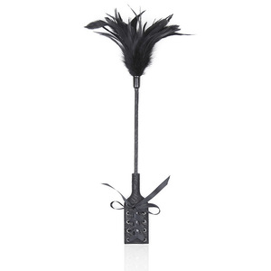 Fouet à plumes double tête à double usage, nœud en dentelle noire, jouet sexuel en dentelle <span class=keywords><strong>sexy</strong></span>, fouet BDSM, jouet pour fessées, jouet pour picots - Product Image 1
