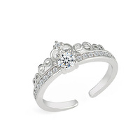 Bague ajustable en acier inoxydable doré argenté avec strass et pierre taille princesse pour femmes et jeunes filles, cadeau d'anniversaire ou de promesse