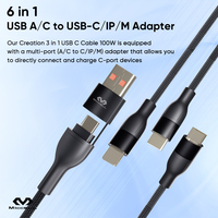 Câble de charge rapide 6-en-1 Miccell en alliage d'aluminium et nylon tressé Type-C vers Type-C 100W pour iPhone 15/16 Pro Max et imprimante