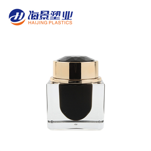 Square shape luxury new design premium black color jar plastic cosmetic jar with screw cap