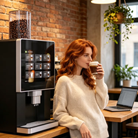 Nouveau modèle de service à café automatisé 24h/24 et 7j/7 pour hôtels - Machine à café commerciale à écran tactile de 17 pouces avec grains fraîchement moulus
