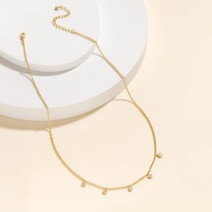 שרשרת חרוזים עגולה אופנתית עם זירקון לבן, שרשרת צ'וקר מצופה זהב 18 קראט בהתאמה אישית עם זירקון אבן לידה לנשים - Product Image 4